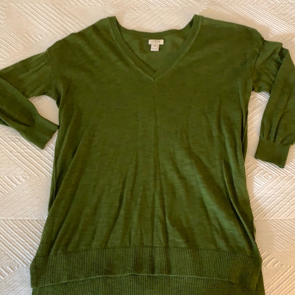 J Crew V Neck Green Light Sweater